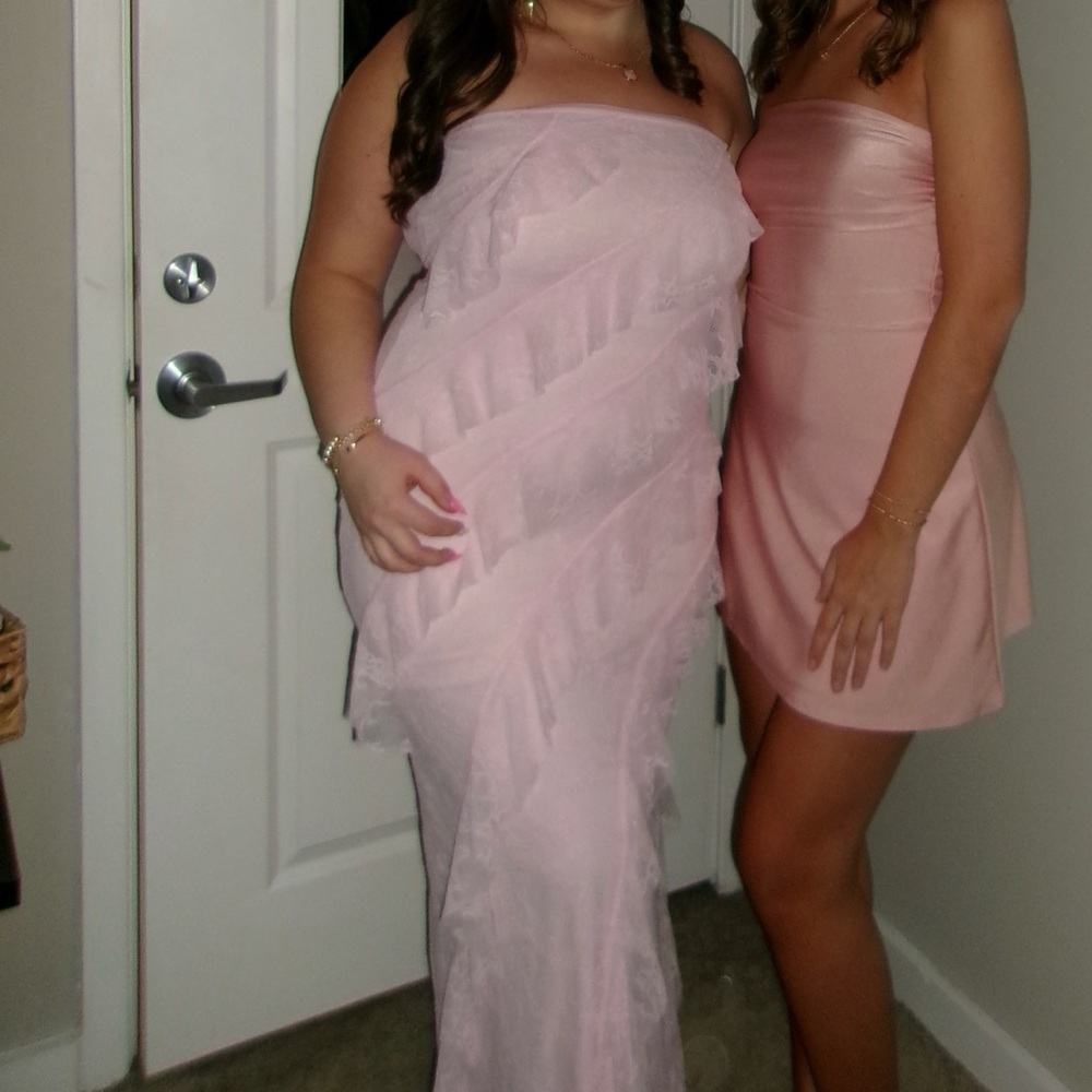 Elegant Pink Strapless Dress